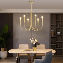 Chandeliers Nordic Designer Gold Black Metal Living Room Chandelier Gloss Vintage Dining Light Decoration Home Lighting Led Chande