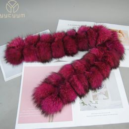 Fashion Luxury Women Real Raccoon Fur Scarves Pompom Lady Winter Warm Natural Fox Fur Scarf Fluffy Genuine Fur Muffler 231226