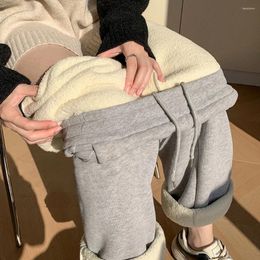 Women's Pants Cotton Plus Velvet Y2K Thick Knit Harajuku Baggy Wide Leg Pant Trousers Women Sweatpants Korean Winter Warm Clothes
