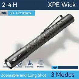 1pc Mini Flashlight, 3 Modes LED Powerful High Lumens Tactical Pen Light With Clip, Portable Zoomable Pocket Compact Torch For Emergency Inspection