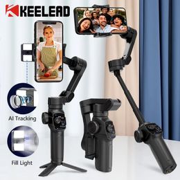 3 Axis Gimbal Foldable Mobile Phone Stabiliser with Selfie Stick for Smartphone Anti shake Extension Rod Vlog 231226