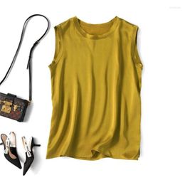 Women's Tanks Fashion Women Satin Silk O-Neck Tank Top Summer Thin Wild Vest Basic Tops Camisole Casual Shirt Solid Sleeveless T-Shirt