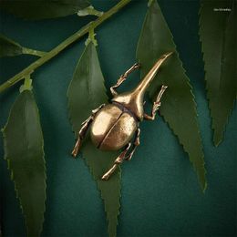 Garden Decorations Brass Simulation Insects Figurines Miniatures Bugs Tea Pet Ornaments Flowerpot Copper Beetle Statue Decor Accesories