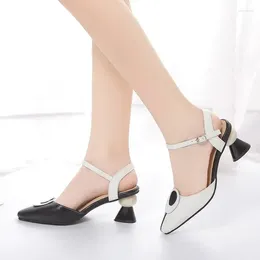 Sandals Plus Size Autumn Women's Pionted Toe High Heel Shoes Fashion Chunky For Women Dress Office Ladies Heeled