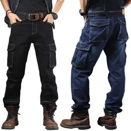 Men's Jeans Men Loose Straight Cargo Trousers Casual Cotton Baggy Overalls Mens Fashion Seasons Bottoms Plus Size Clothes