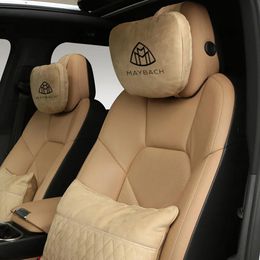 Cushions Embroidery Car Headrest Ultra Soft Suede Pillow Car Seat Rest Cushion Headrest Car Neck Pillow For Maybach SClass headrest