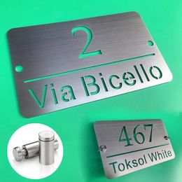 20cm/30cm Stainless Steel Door Plates Hollow House Numbers Custom Signs Outdoor Floating Street Road Garden Metal Address Boards 231226