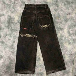 JNCO Y2k Streetwear Hip Hop Boxing Gloves Graphic Print Baggy Black Pants Men Women Harajuku Gothic Wide Trouser c5