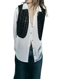 Women's Vests Spring Autumn Vest Coat Black Sleeveless Open Front Embroidery Outerwear