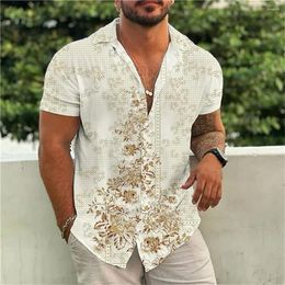 Men's Casual Shirts 2023 Hawaiian Shirt Men 3d Print For Abstract Simple Short-sleeved Loose Summer Top Women 5xl