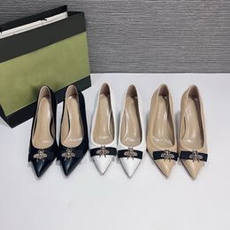 Luxury designer heels dress shoes rhinestone sandals famous designer bee women slingback stiletto high heels sandal pointed toe leather pumps wedding shoes C1227