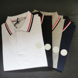 Verão Mens Polos Classic Tee Manga Curta Camisetas Business High Street Imprimir Cor Sólida Lapela Polo Tees Top