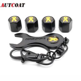 Pcs Yellow Ribbon Style Zinc Alloy Antitheft Car Wheel Tire Valve Caps Stem AirPcs Wrench Keychain Auto Car Accessories