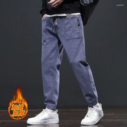 Men's Pants England Style Casual Sweatpants For Men Fleece Warm Harem Autumn And Winter Fashion Streetwear Solid Baggy Trousers