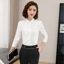 Women's Blouses Formal Women Work & Shirts White Long Sleeve Office Ladies Tops Clothes OL Styles