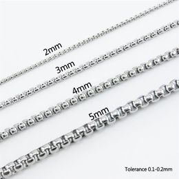 100% Stainless Steel Chain For Jewelry 2 3 4 5mm Square Rolo Box Chains By The Meter DIY Metal Chain Necklace Whole No Clasp2703