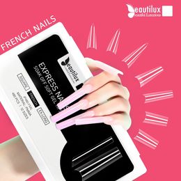 Beautilux French False Nails XL XXL Soak Off Gel Tips Half Cover Acrylic Stiletto Ballerina Press On Nail American Capsule 231226