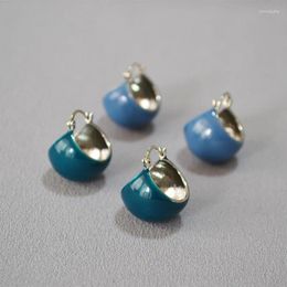 Dangle Earrings European And American Retro Fashion Cool Hollow Ball Fresh Blue Handmade Enamel Exaggerated Temperament Women