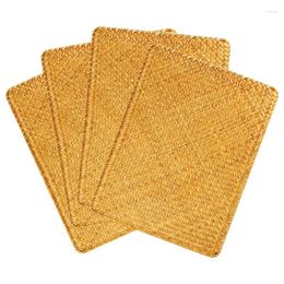 Table Mats -Pack Of 4 Natural Seagrass Place Mat 17 Inch X 12 Hand-Woven Rectangular Rattan Placemats