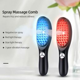 Electric Head Massage Comb For Hair Growth Red Blue Light Therapy Vibration Massage Anti Hair Loss Nano Spray Nourishing Scalp 231227