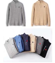 2024Mens Designer Polo Sweater Fleece ralphs Shirts Thick Half Zipper High Neck Warm Pullover Slim Knit Knitting Lauren Jumpers Small horse Brand Cotton Sweatshirt