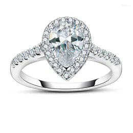 Cluster Rings HTOTOH Pear 1.5 Moissanite Ring Engagement Wedding 925 Sterling Silver For Women Jewellery