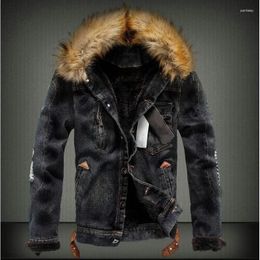 Men's Jackets 2023 Winter Warm Denim Men Fashion Vintage Jean Coats Thicken Fleece Fur Collar Cowboy Outwear Mens Loose Jacket M-6XL