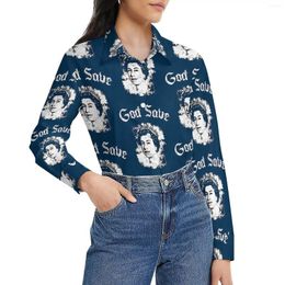 Women's Blouses Elizabeth II Blouse The Queens Retro Custom Womens Long Sleeve Streetwear Shirt Spring Oversized Tops