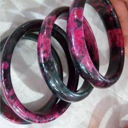 Chinese Beautiful Natural Green Red Peach Blossom Jadeite Jade Bangle Bracelet Handmade Fine Inner Diameter 56-60mm305w