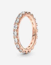 Rose Gold Plated Sparkling Row Eternity Ring with Clear Cz Fashion Style Jewellery for Women35934268687909