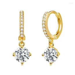 Hoop Earrings Vonmoos Classic For Women 18k Gold Plated Small Eardrop Statement Fashion Luxury Zircon Jewellery Gift