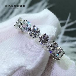 AINUOSHI Heart-shaped SONA Diamond Engagement Eternity Rings Gifts For 925 Sterling Silver Women Guardian Life Aperture Rings236D