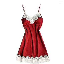 Women's Sleepwear Satin Women Ladies Nightwear Nightdress Sexy Lingerie With Chest Pads Clothing Nightgowns & Sleepshirts