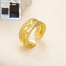 Classic Style Letter Ring Designer Brand Gift Ring Boutique Women Jewellery New Birthday Love Gifts Ring Luxury 18K Gold Plated Jewellery