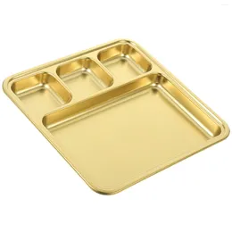 Dinnerware Sets Stainless Steel Grid Dumpling Plate Balance Divided Combination Multi-grids Sauce Barbecue