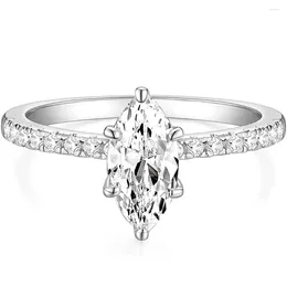 Cluster Rings Light Luxury 2CT 925 Sterling Silver Women's Engagement Ring Marquis Grade Cut Cubic Zirconia Anniversary Commemorative