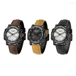 Wristwatches Men's Watch Military Genuine Leather Band Durable And Anti Drop Motorcycle Special Design Appearance Couple Gift Quartz