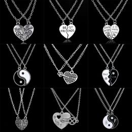 New Fashion 2PC Set Friend Gifts Heart Broken Pendant Necklace Chain Women Men Friendship Jewellery Charms Unisex BFF208k