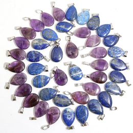 Boxes Natural Stone Waterdrop Pendants Crystal Amethysts Necklace Lapis Lazuli Charms Tear Beads for Jewellery Making Earring Gems 50pcs