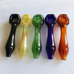 5 Inch Skull Shape Glass Oil Burner Pipes Colourful Hand Spoon Smoking Pipe Oil Dab Rigs Tobacco Pipes For Smoking LL