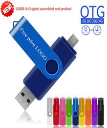 unidades flash USB OTG 128G 9COLOR PEN DRIZE PENDRIVE Pendrive Personalizado USB Stick 64 GB para Smartphone Spin Logo MicrousB Personalizzabil8613689