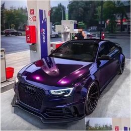 Stickers Car Stickers Gloss Metallic Paint Midnight Purple Vinyl Wrap Adhesive Sticker Film Black Cherry Ice Roll Foil Air Channel Release