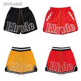 Rhude Mens Shorts Athletic Casual Short Summer Quick Drying Breathable Mesh Drawstring Beachwear Loose Sports Red Blue Black Purple Pants Size S-2xl SN6T