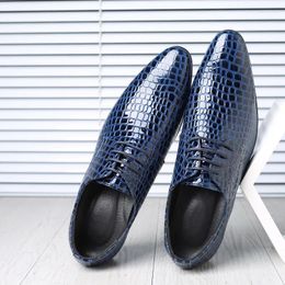 Dress Shoes Classic Derby For Men Leather Crocodile Pattern Lace-up British Style Casual Business Wedding Party Comfortable