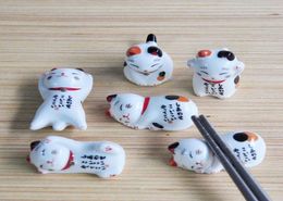 Cute Ceramic Cat Shape Chopstick Stand Rest Spoon Holder Tableware Storage Rack for Kitchen Supplies6469190