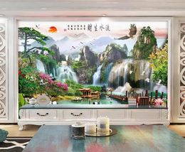 Wallpapers Custom 3D Mural Wallpaper Living Room Bedroom Sofa TV Background Wallpaper Waterfall eagle landscape painting Photo Waterproof Wal