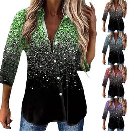 Women's Blouses Fine Glitter 3D Print Large Size Womens Tops Short Sleeve Tunic Workout For Women Summer Long