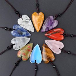 Pendant Necklaces Natural Amethysts Sodalite Turquoises Heart Shape Rose Quartz Healing Gemstone Necklace Women Charm Men Jewellery