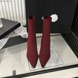 Spitze Balmaiins Lady Boot Boots Designer Schuhe Socken Frauen neue dünne High Heels Vielseitige Mesh Elastic Short 1 Ahq2