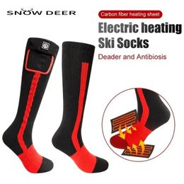 SNOW DEER Heated Socks Electric Heating Ski Sock Rechargeable Battery Men Women Outdoor For Motorcycle Warming Sports 231226